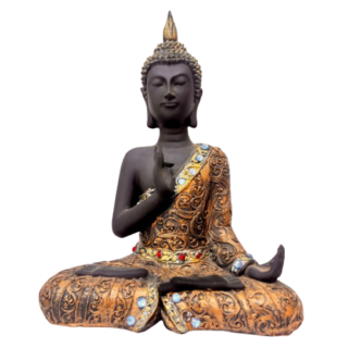 Paw Petals Meditating Buddha Idol Statue – Golden Serenity Showpiece for Home & Garden Decor